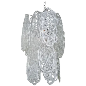 Vintage Murano Mazzega Glass Pretzel Pendant Chandelier 1970's Italy