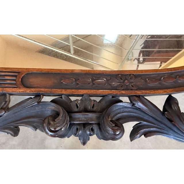 Early 20th Spanish Black Forest Carved Mirror with Floral Motif For Sale - Image 13 of 18