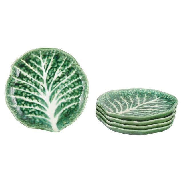 1960s Vintage Faience Plates in the shape of Cabbage Leaves, 1960s, Set of 5 For Sale - Image 5 of 5