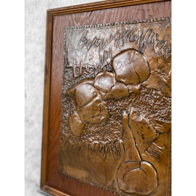 Farmhouse Antique Arts & Crafts Copper Metal Art Sleeping Child Sculpture Plaque For Sale - Image 3 of 7