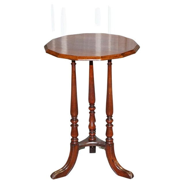 Hexagon Side Table in Hardwood with Curved Spade Feet For Sale - Image 16 of 16