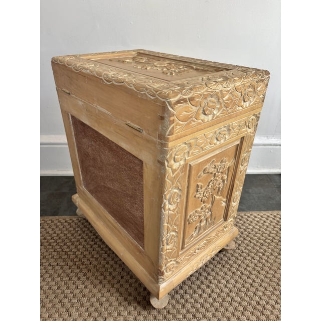 Vintage Asian Carved Storage Chest With Asian Landscape Reliefs For Sale - Image 11 of 14