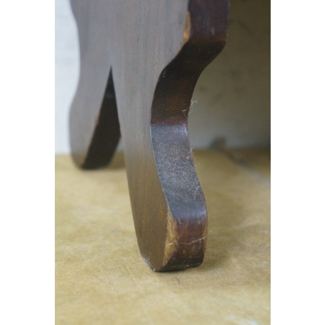 Wood Antique Primitive Early American Oak Footstool Step Stool Rest Ottoman 16" For Sale - Image 7 of 14