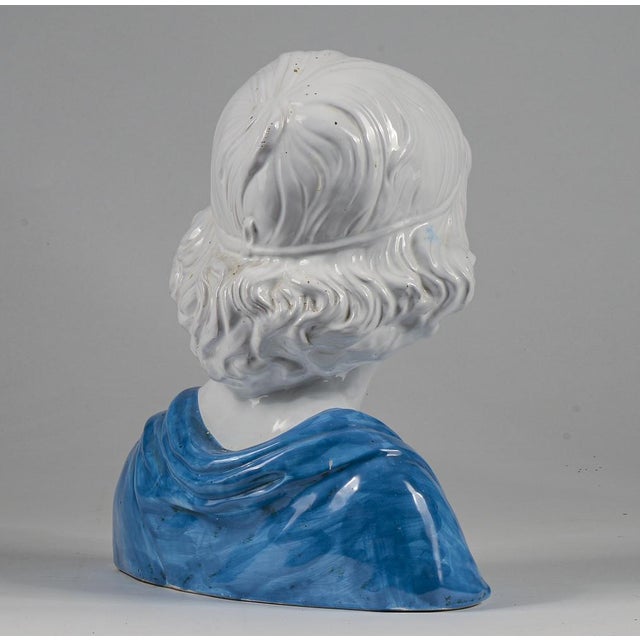 White and Blue Ceramic Sculpture of Boy by Cigna Carlo Bellan, 1990s For Sale - Image 3 of 10