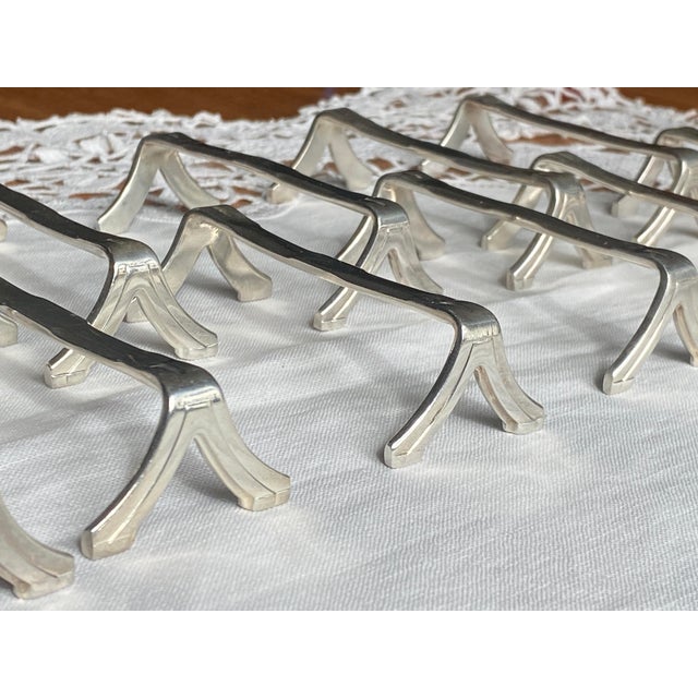 Vintage Silver-Plated Metal Knife Rests by Ercuis, France, 1970s, Set of 12 For Sale - Image 6 of 6