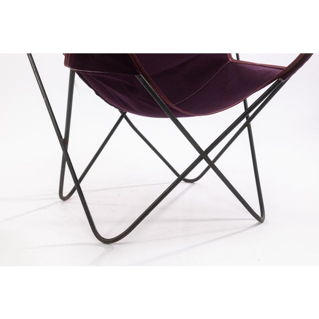 Metal Original Vintage Butterfly Chair Black Metal Frame W New Purple Fabric Cover For Sale - Image 7 of 9