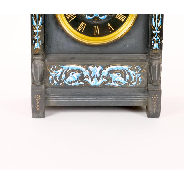 Tiffany & Co. French Black Slate / Enamel Striking Mantel Clock, Circa 1880–1890 For Sale In New York - Image 6 of 18