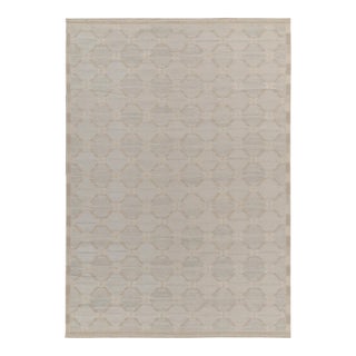 Rug & Kilim’s Scandinavian Style Kilim in Blue, Beige and White Trellis Pattern For Sale