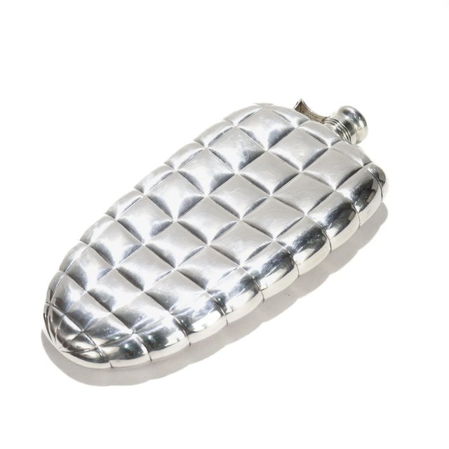 Antique Gorham 1 Pint Sterling Silver Art Deco Blimp or Dirigible Quilted Flask For Sale - Image 9 of 15