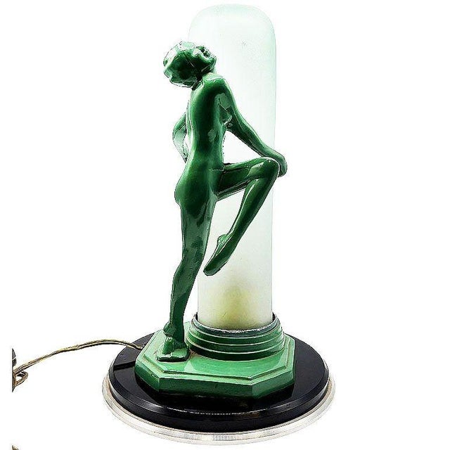 1970 Frankart F612 Dancing Nude Nymph Lamp W/ Frosted Glass Shade, Re-Edition For Sale In Los Angeles - Image 6 of 8