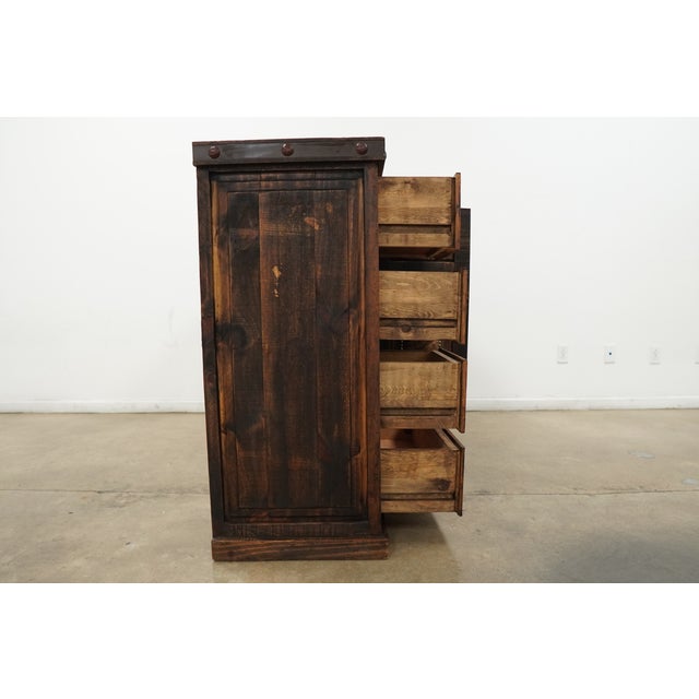 Western Tooled Leather & Cowhide Multi-Drawer Dresser Cabinet For Sale - Image 9 of 15