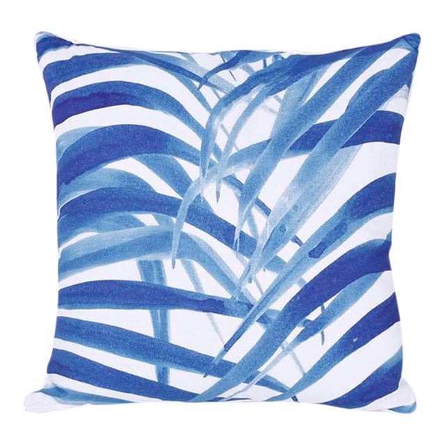 Blue and White Linen Pillow For Sale