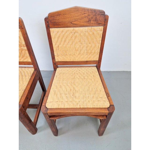 Set of Art Deco Dutch Haagse School Oak Rattan Chair, 1930s For Sale - Image 6 of 15