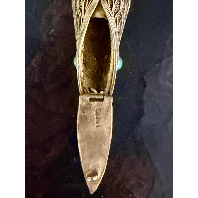 Antique Silver Articulated Koi Fish Pomander Pendant With Turquoise Eyes For Sale - Image 11 of 12