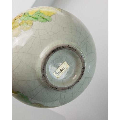 Vintage Ceramic Vase with Green and Yellow Floral Design from Ernestine, Italy, 1960s For Sale - Image 11 of 12