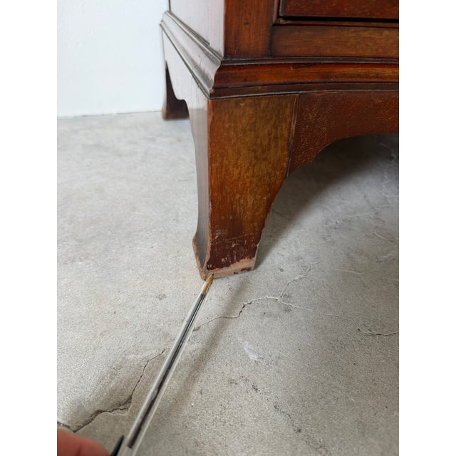 Vintage Georgian Style Mahogany Serpentine Chest of Drawers With Writing Brush Slide For Sale - Image 9 of 12