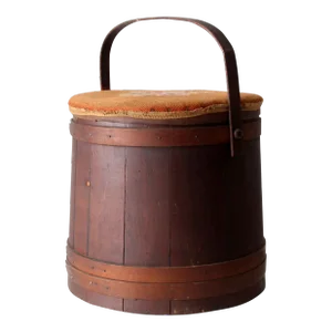 Antique Firkin Sugar Bucket With Needlepoint Lid