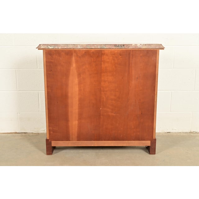 Baker Furniture Italian Provincial Carved Cherry Wood, Parcel Gilt, and Marble Top Demilune Sideboard or Bar Cabinet For Sale - Image 15 of 16