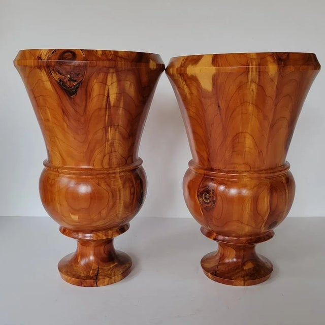 Rustic Early 21st C Cedar Vases by Darrell Rhudy - A Pair For Sale - Image 3 of 9