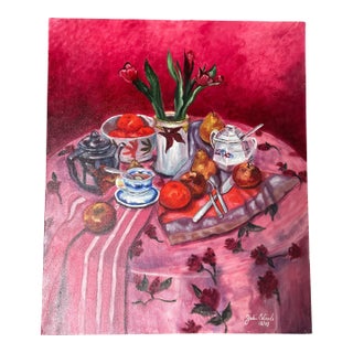 2000’s Expressionist Fruit & Floral Still Life Painting For Sale