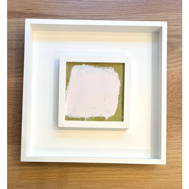 Acrylic on cradled wood panel, framed in a duo style white wooden frame, 13 x 13 x 1.5. Back wired, ready to hang. Signed...