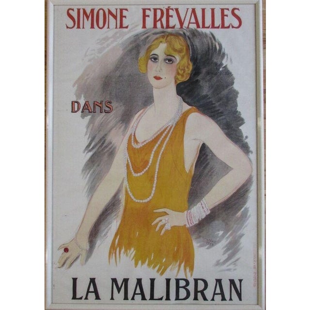 1920s Vintage Poster Marcel Vertes Simone Frevalles Dans La Malibran 1923, Framed For Sale - Image 5 of 9