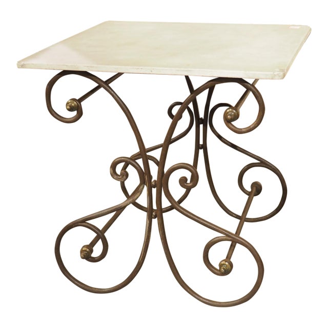 Petite French Iron and Marble Table De Boucherie or Pastry Table, Circa 1890 For Sale