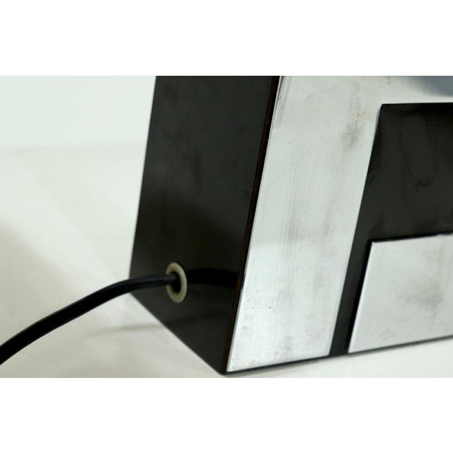 1970s Laminated Wood and Chromed Steel Table Lamp in the style of Philippe Jean, 1970s For Sale - Image 5 of 8