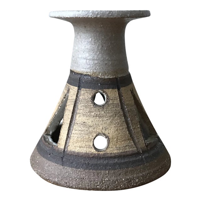 Vintage Boho Studio Pottery Candle Stick Holder For Sale