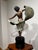 Art Deco Late 20th Century Large Art Deco Style Patinated Metal Dancer Sculpture With Neoclassical Wood Pedestal For Sale - Image 3 of 15