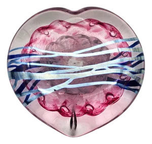 Hand-Blown Abstract Heart Art Glass Paperweight, Pink & Blue, 4"