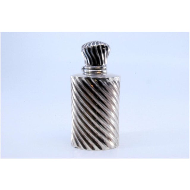 Spiral Fluted Perfume Bottle in Silver For Sale - Image 3 of 9