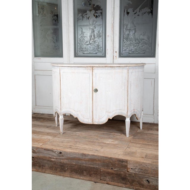 Reproduction 18th Century Style Painted Bombe Sideboards- 2 Available For Sale - Image 4 of 12