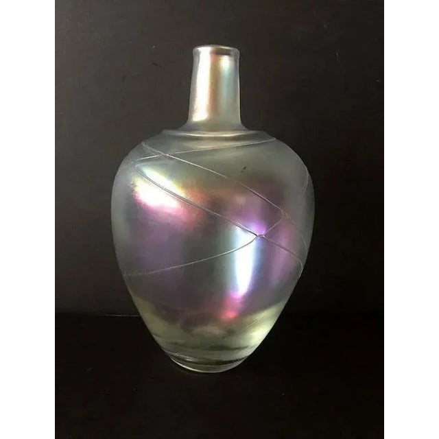 Mid 20th Century 1950 Swedish Boda Handblown Iridescent 'Thumbprint' Art Glass Vase Signed by Artist B. Vallien For Sale - Image 5 of 6