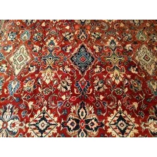 Textile Vintage Persian Mahal Sultanabad Rug, Hand-Knotted Wool, Geometric Pattern, Red & Blue, 9x13 For Sale - Image 7 of 11