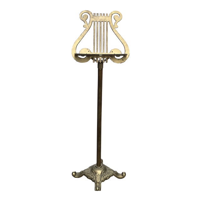 1970s Brass Ornate Lyre Music Stand Chairish