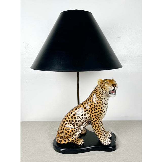 Mid Century Ceramic Leopard Lamp For Sale In Tampa - Image 6 of 12