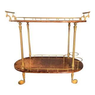 Vintage Italian Aldo Tura Lacquered Goatskin Bar Cart For Sale