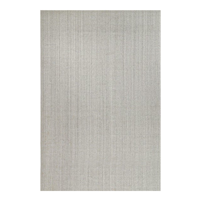 2010s Rug & Kilim’s Modern Rug in Solid Gray and Off-White Striae - 12x18 For Sale