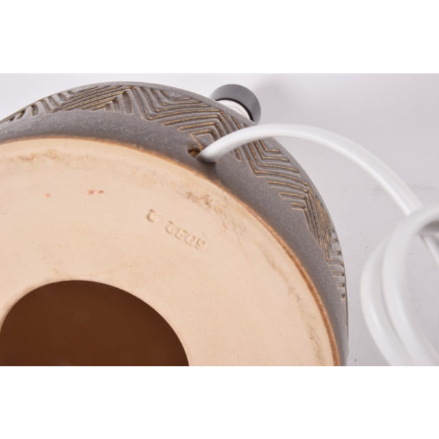 Danish Ceramic Table Lamp with Brown Glaze and Zig Zag Decor from Michael Andersen & Søn, 1960s For Sale - Image 12 of 13