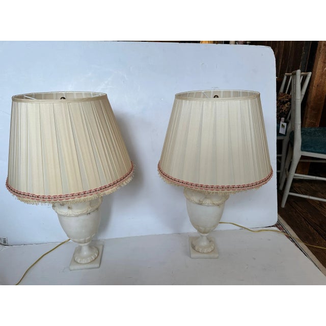 Antique Alabaster Table Lamps- a Pair For Sale - Image 11 of 11