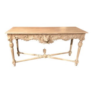 Jonathan Charles Godwyn Grey Oak Carved Console Table For Sale