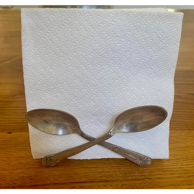 2000s Anthropologie Crossed Spoon Napkin Holder/Plate Stand Chairish