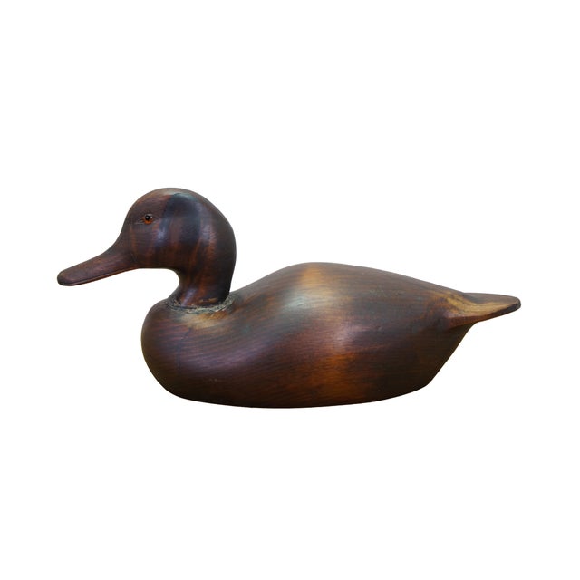 Realism Vintage Carlton B. Seybolt Grandy Nc Hand Carved Cedar Canvasback Hen Duck Decoy For Sale - Image 3 of 14