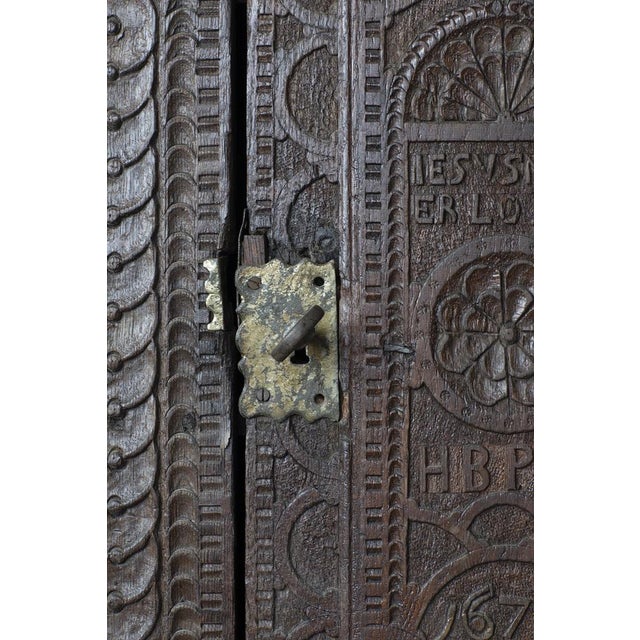 Wood Antique Danish Baroque Cabinet, 1676 For Sale - Image 7 of 8