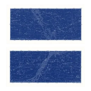 Reproduction Nautical Constellation Map Prints - A Pair