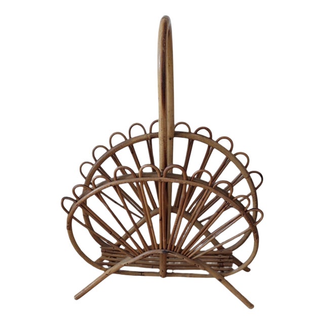 Bamboo Magazine Holder attributed to Franco Albini, 1960s For Sale