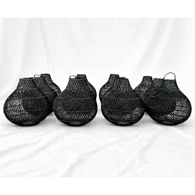 Organic Modern Black Bawang Rattan Pendant Light Medium For Sale In Los Angeles - Image 6 of 8