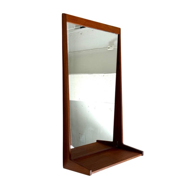 Glass Teak Mirror with Shelf from Aksel Kjersgaard, 1960s For Sale - Image 7 of 7