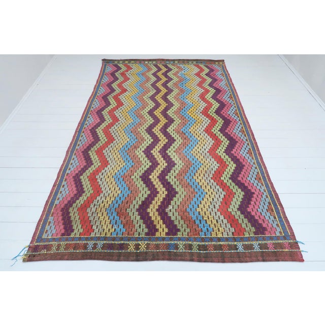 Textile Vintage Turkish Embroidered Wool Rug-6’x9’10" For Sale - Image 7 of 13